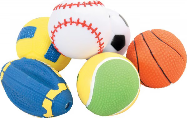 Meilleurs prix pour Set de 5 balles sport vinyl 6 cm pour chien 