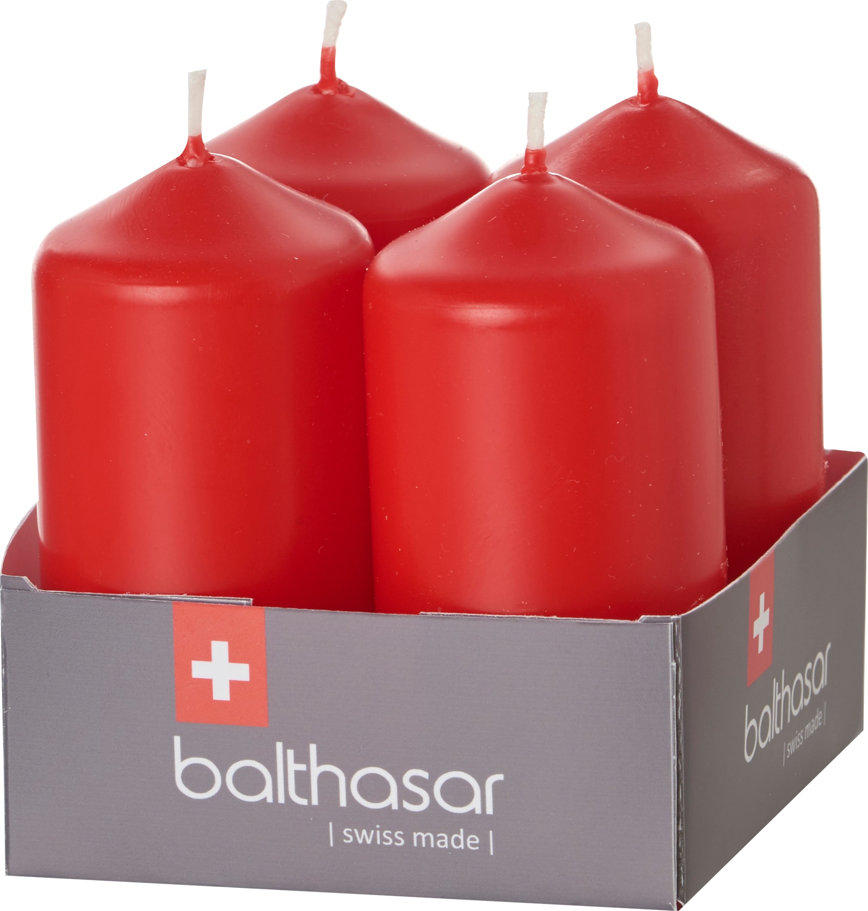 Balthasar Zylinderkerzen 4er rot (4 Stk. 8 cm) kaufen