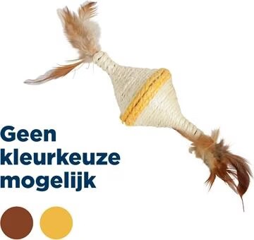 Jouet chat toupie en sisal avec plume