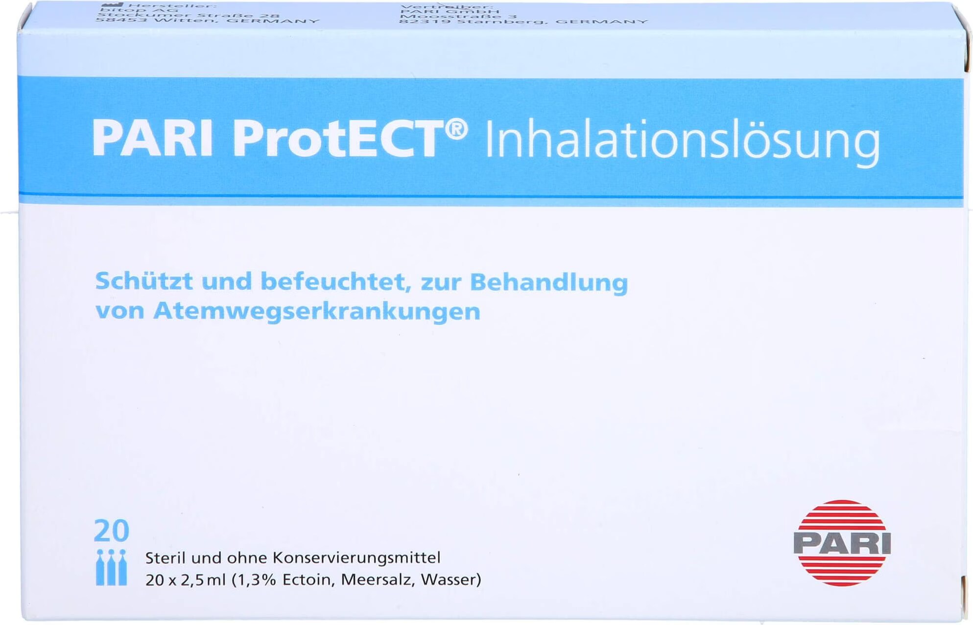 PARI ProtECT inhalation solution with Ectoin 20 x 2.5ml, 50 ml solution -  Galaxus