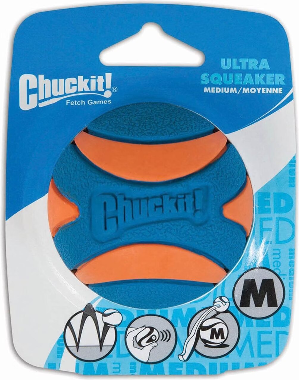 Balle pour chien bleue Caoutchouc Chuckit! Ultra Squeaker Ball - Taille Medium