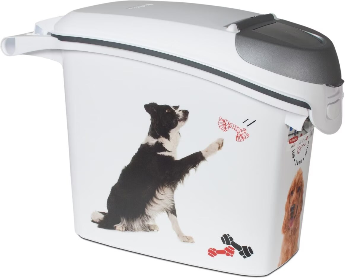 Comparer les prix de CURVER Conteneur a croquettes empilable 6 Kg Love pets - Blanc - Pour chien