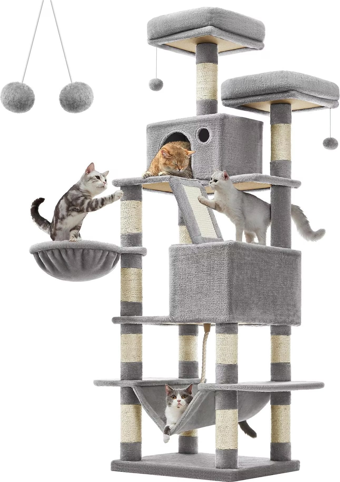 Comparer les prix de Feandrea Kitty (168cm, Gris, Beige), Arbre  chat