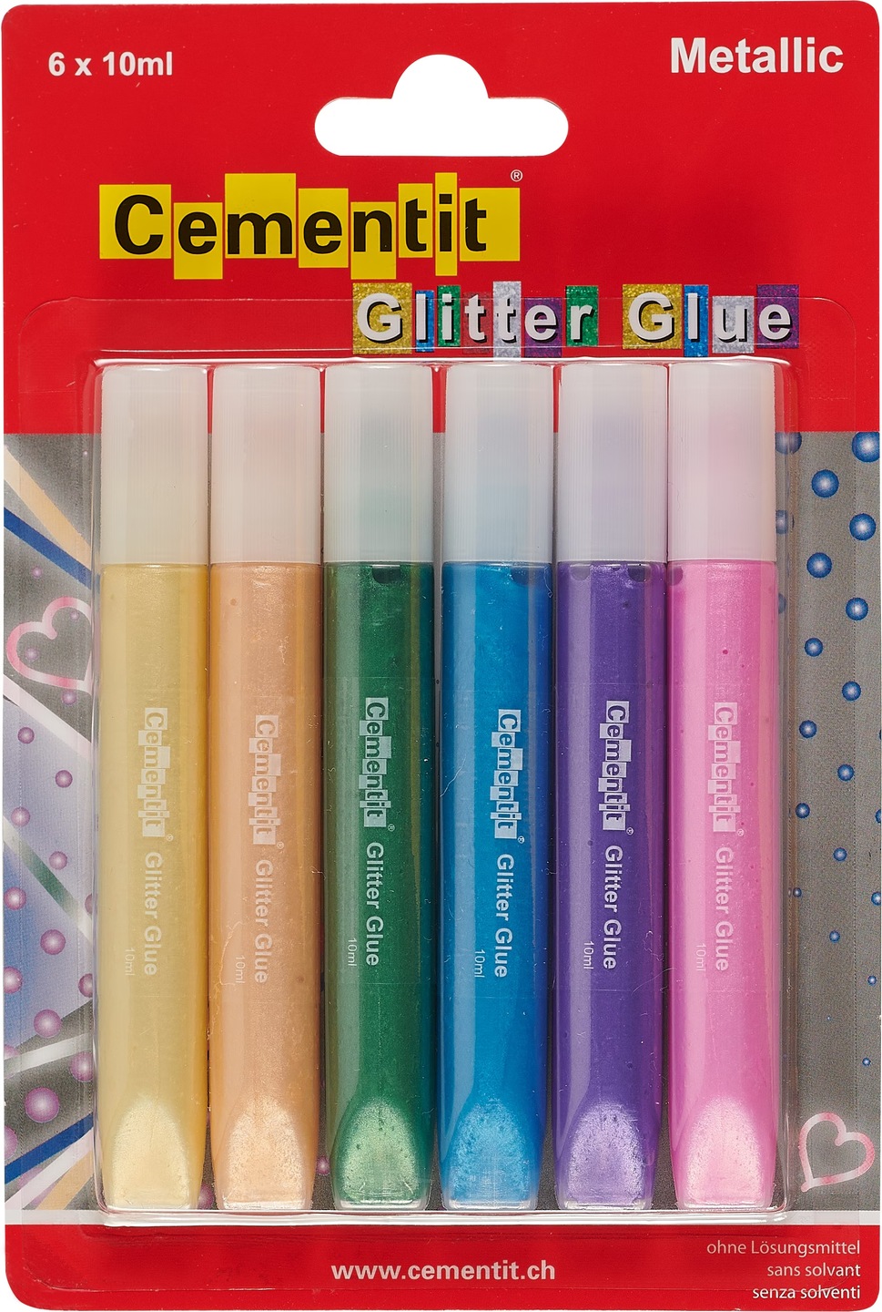 Cementit Cementit Glitter Glue Metallic Blister à 6 x 10ml (120 g, 10 ...