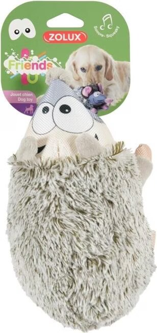 Jouet peluche sonore hérisson gris 37x16x15 cm