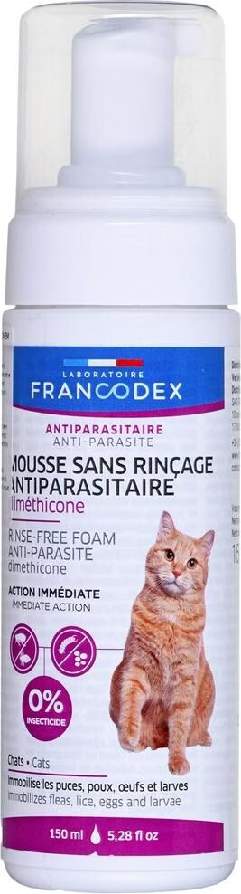 Francodex Shampoing En Mousse Transparente Pour Chats 150 Ml