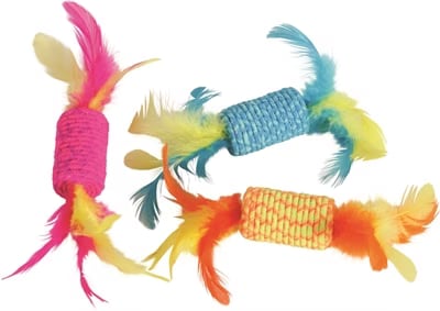 Jouet bonbon élastique avec plume colorée