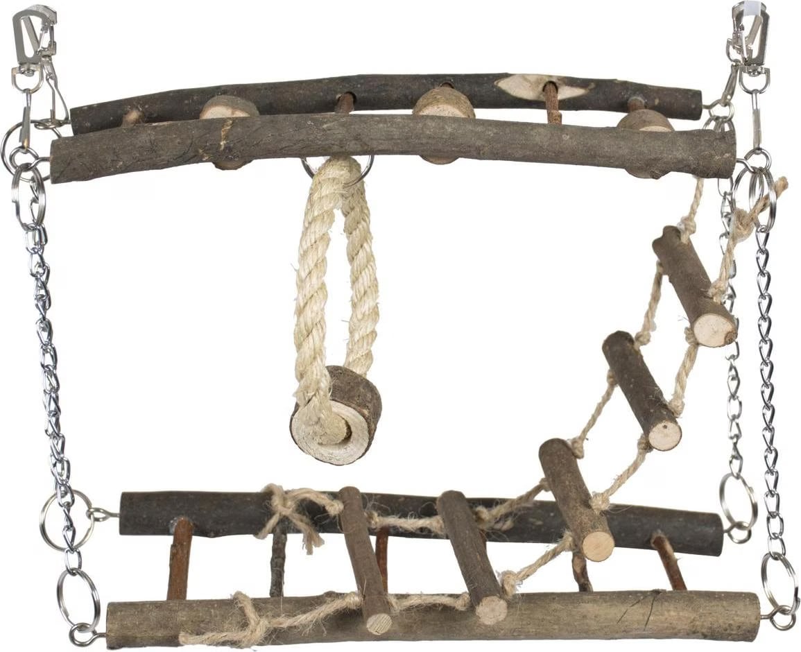 Comparer les prix de EBI Pont suspendu en bois naturel, quipement cage pour rongeurs