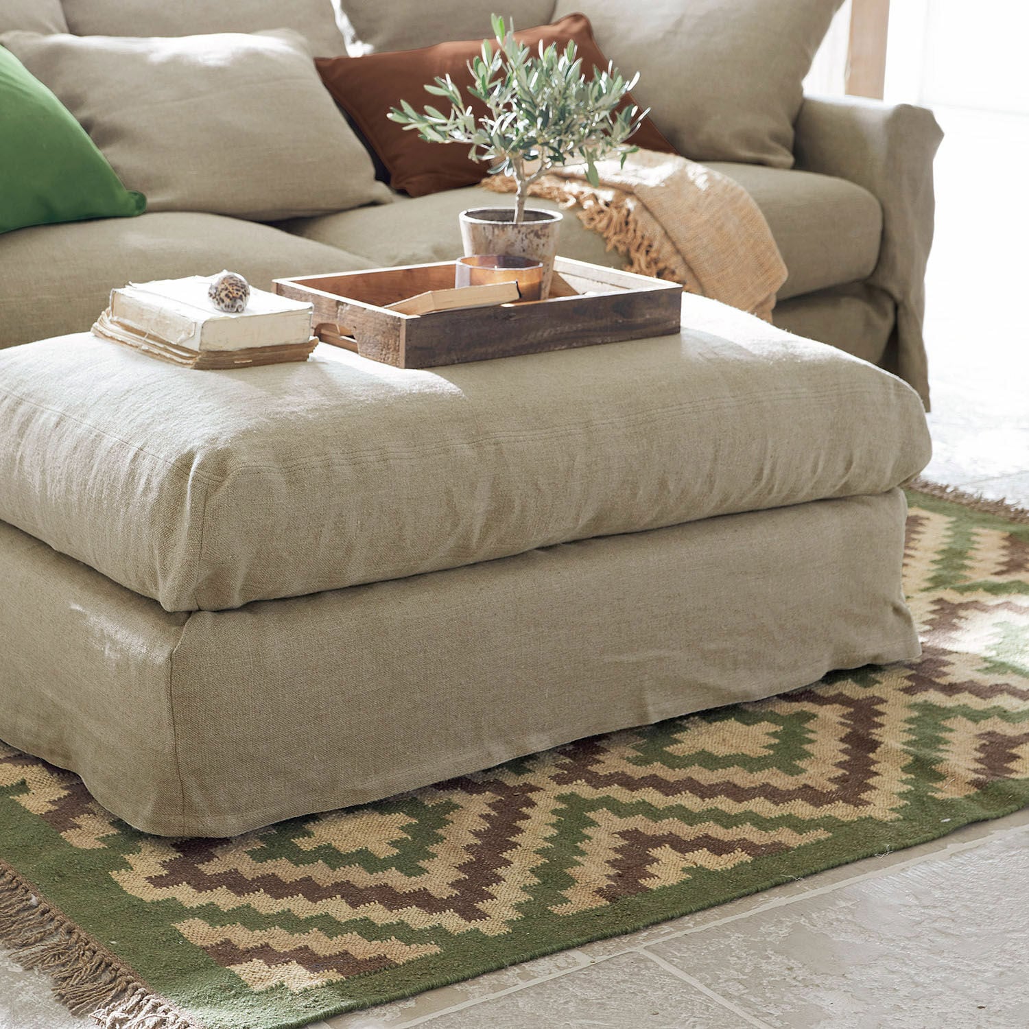 Loberon Teppich Dailies grün/beige (170 x 120 cm) kaufen UB7564