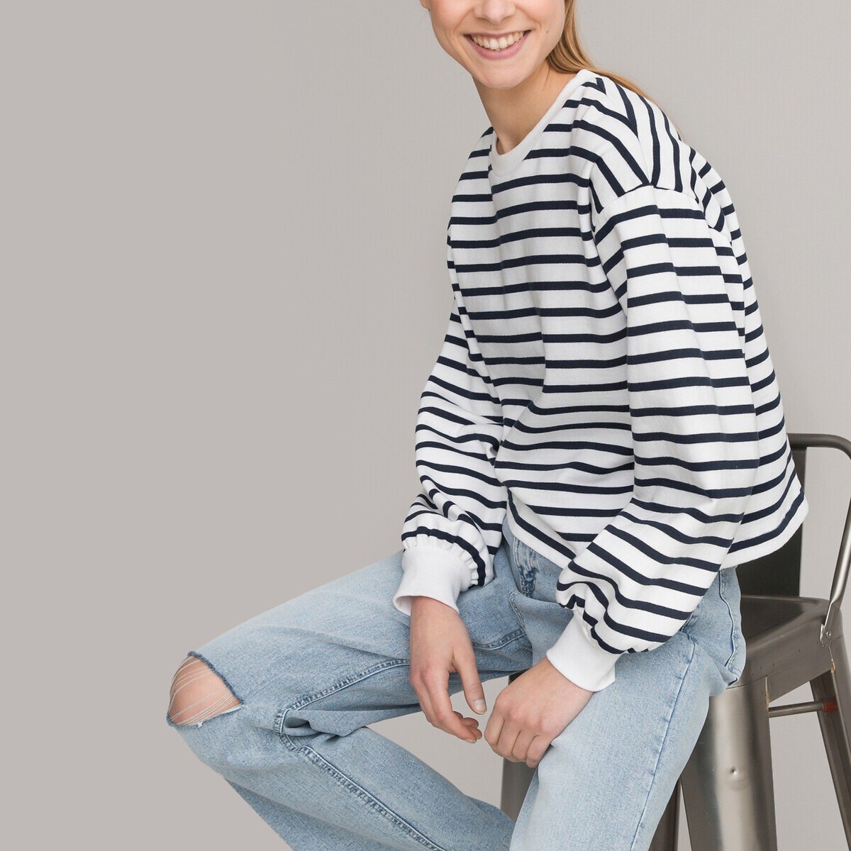 La Redoute Collections Gestreiftes Sweatshirt mit rundem Ausschnitt (158) Galaxus
