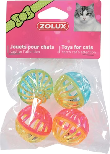Set de 4 sphères avec grelot pour chat 4 cm