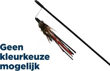 Canne à pêche Trixie avec bandelettes en cuir et plumes pour chat