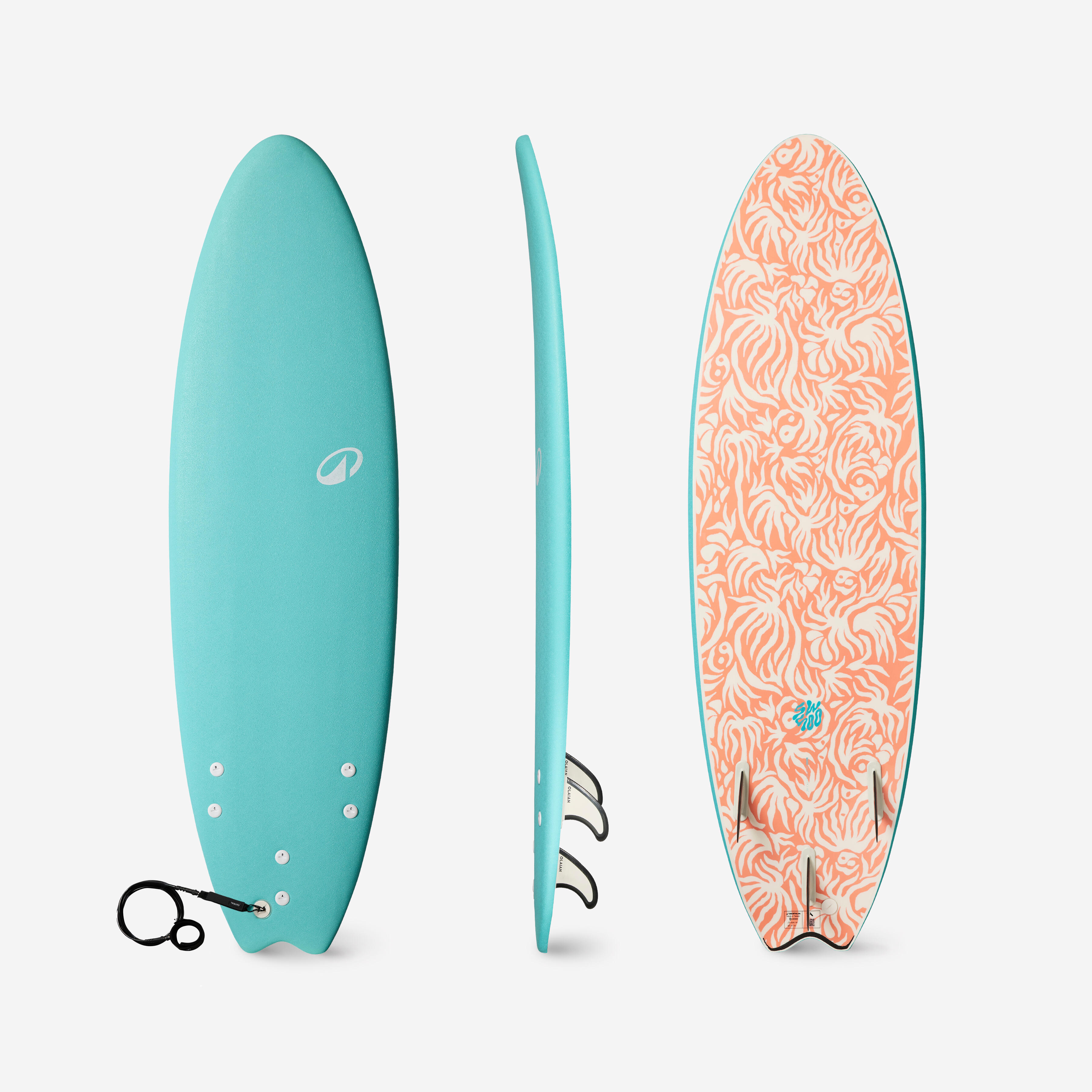 Olaian Surfboard aus Schaumstoff 6 6 Swallow Tail 55 l turkis 6 6 Galaxus