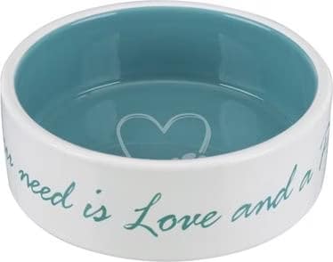 Meilleurs prix pour TRIXIE Ecuelle ceramique Pets Home - 1,4 L - O 20 cm - Creme et bleu clair - Pour chien