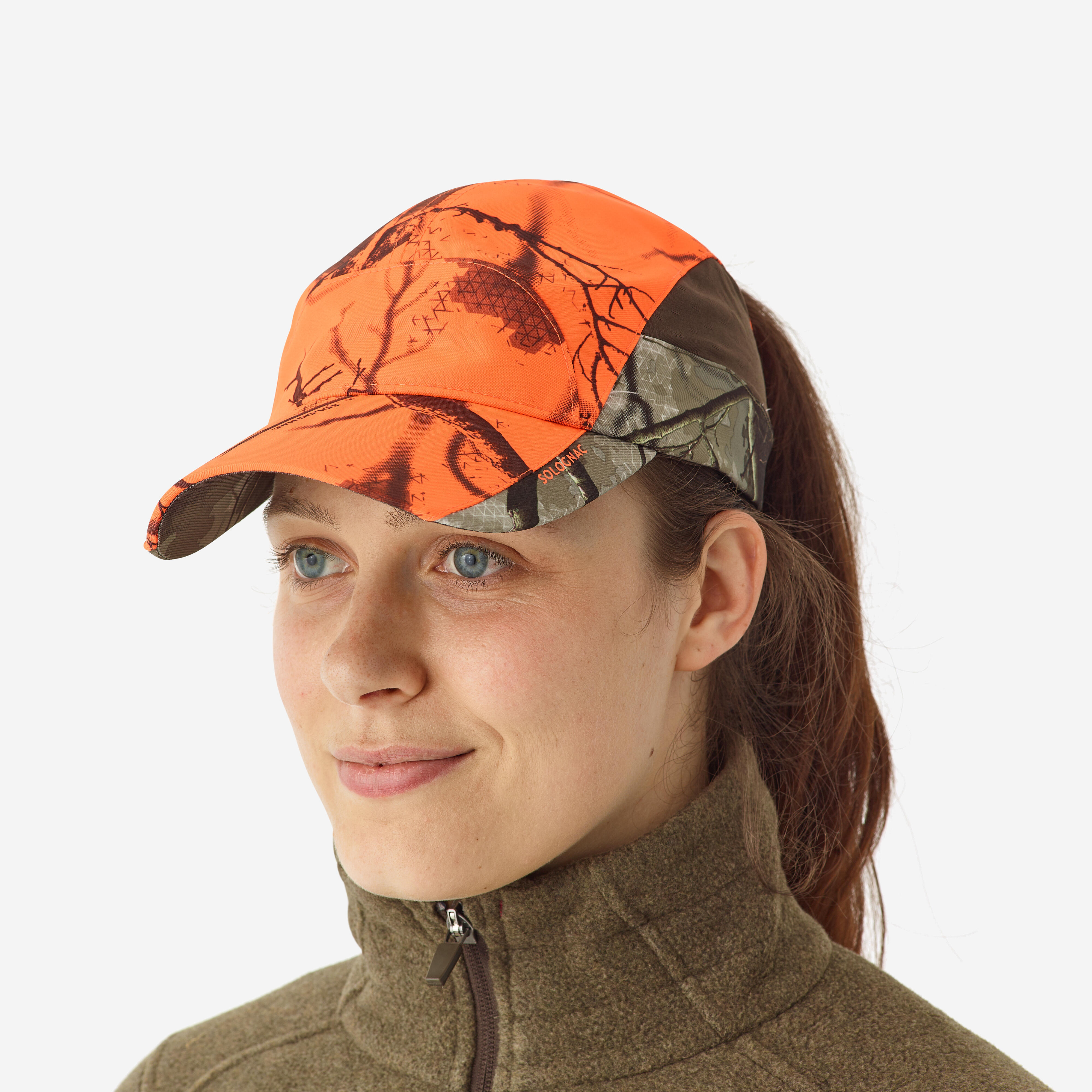 Solognac WOMEN S HUNTING CAP LIGHTWEIGHT BREATHABLE TREEMETIC CAMOUFLAGE ORANGE 500 Galaxus