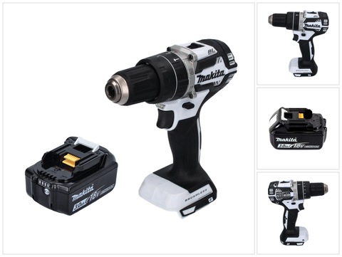 Makita DHP 484 F1 W Battery impact drill 18 V 54 Nm Brushless White 1x Battery 3.0 Ah without charger Rechargeable battery operated Galaxus