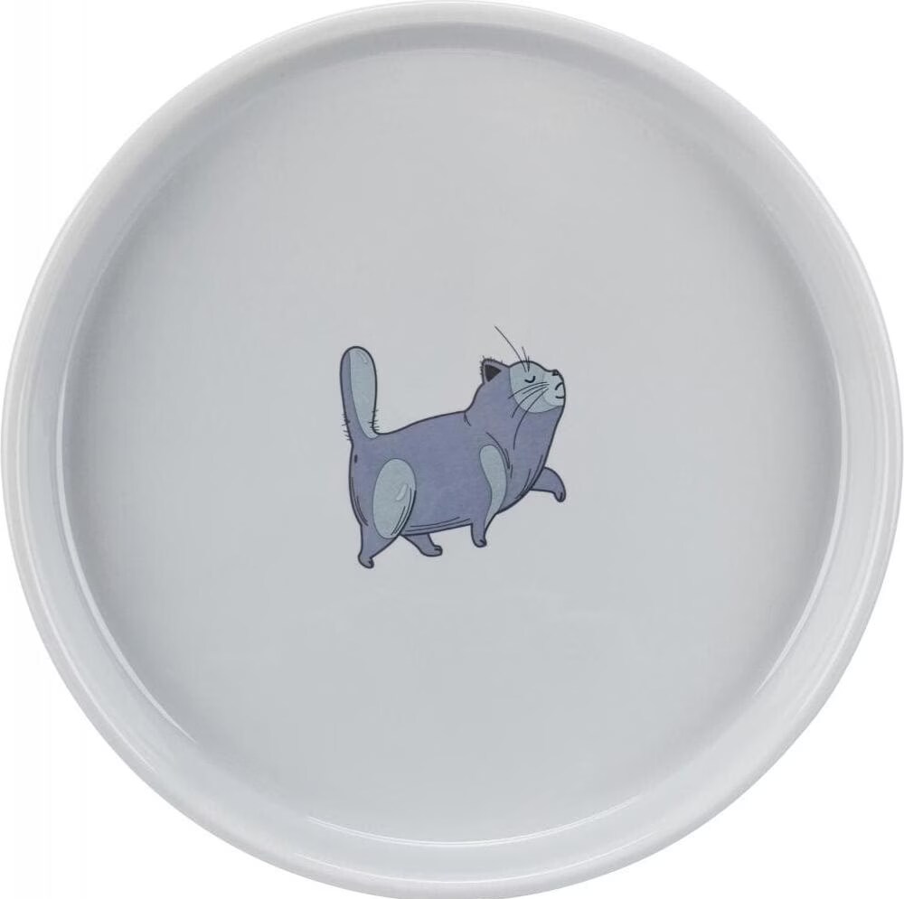 Gamelle en céramique Trixie plate et large pour chat - capacité : 600 mL - 23 cm de diamètre