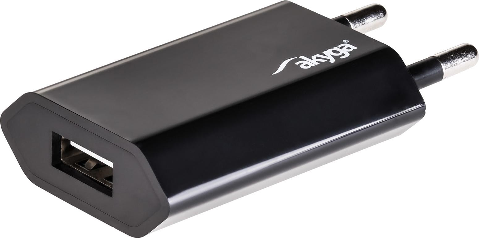 Akyga AK-CH-03BK AK-CH-03BK USB-Ladegerät Steckdose Ausgangsstrom (max.) 1 A 1 x (5 W), USB Ladegerät, Schwarz