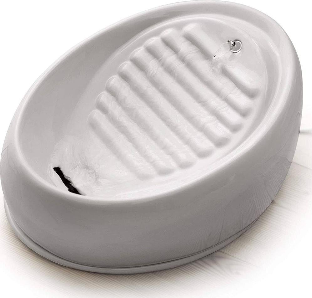 Comparer les prix de Fontaine à eau Lucky-Kitty en céramique 1,5 L pour chat et petit chien - fontaine grise