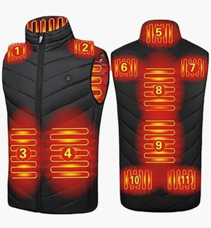 Hermex Heizweste Wärmeweste elektrisch beheizbare Weste Unisex 11 Zonen (5XL) Galaxus
