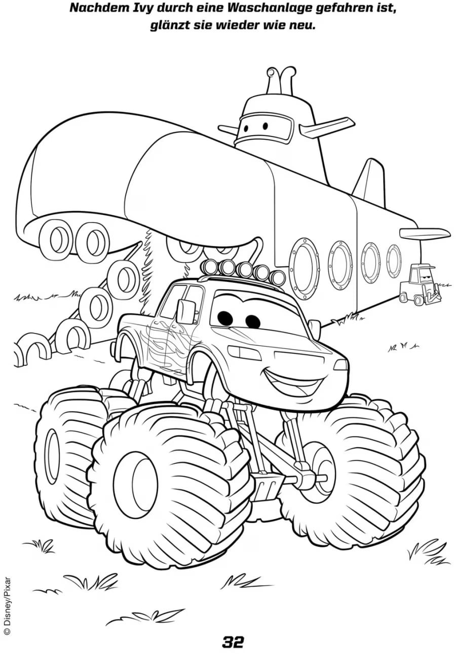 Coloring Pages Lightning Mcqueen Monster Trucks Disney Pixar Cars