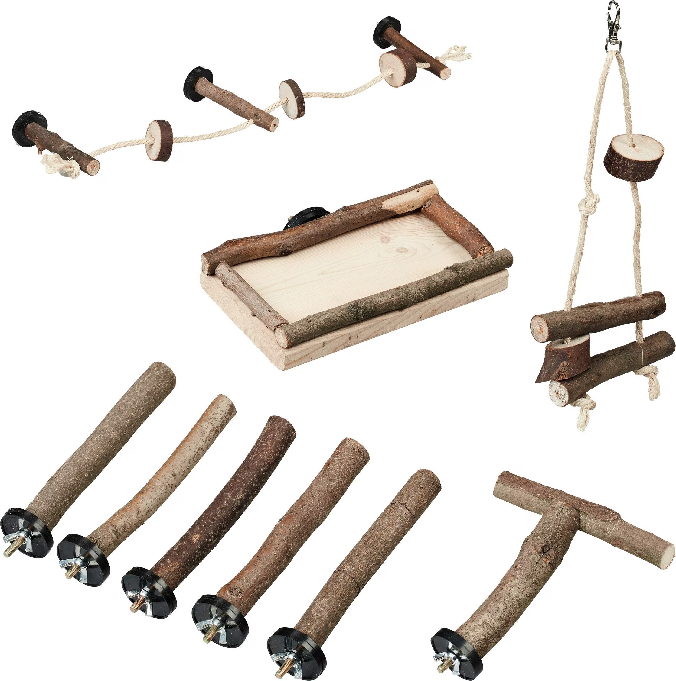 Meilleurs prix pour Relaxdays Set de 9 jouets pour oiseaux, Amnagement pour volire