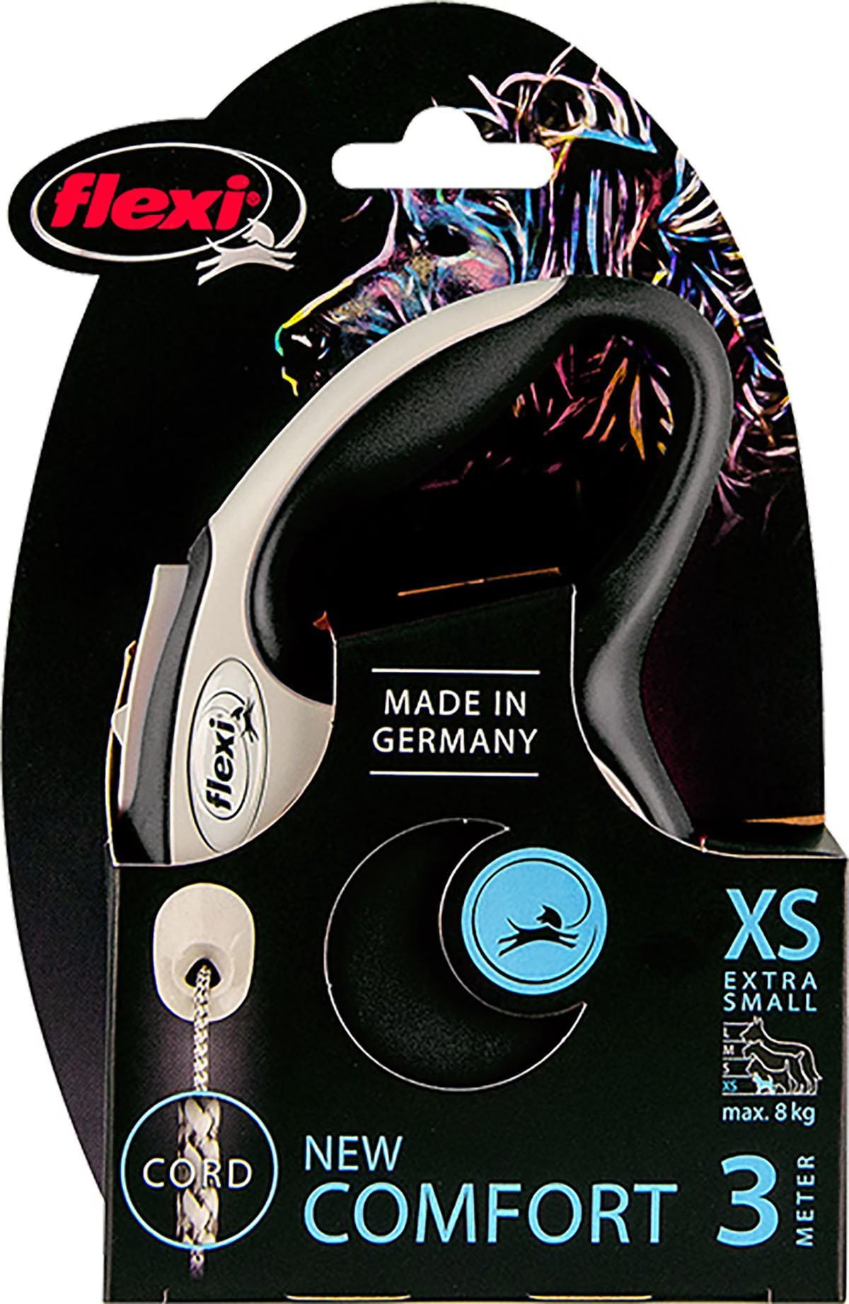 Flexi New Comfort Leash Lanyard Noir/Blanc Xs