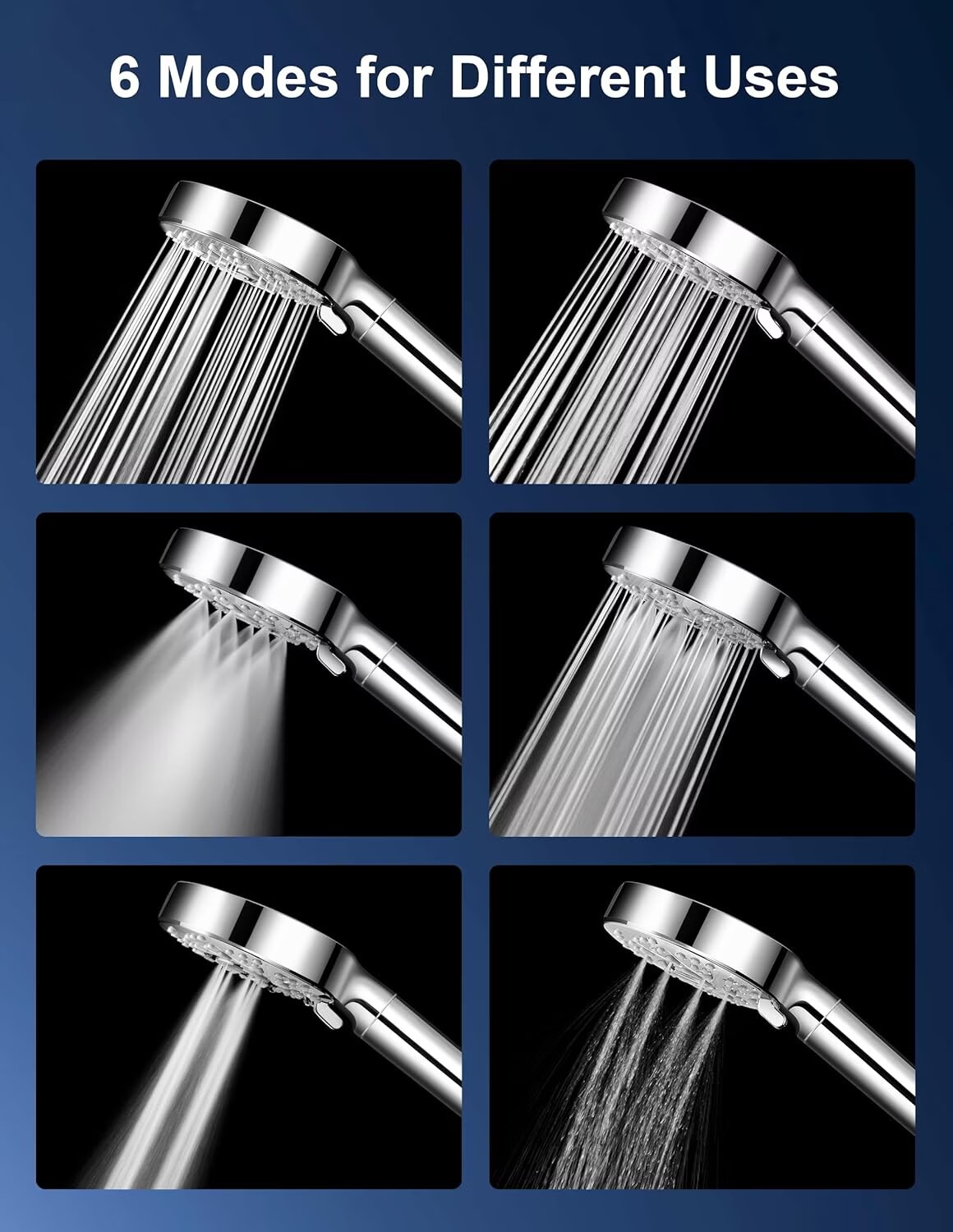 Pommeaux De Douche Haute Pression Avec Pulvérisateur à Main 5 Fonctions Pommeau Douchette Ensemble Tuyau Support Ajustable Rondelles En Caoutchouc