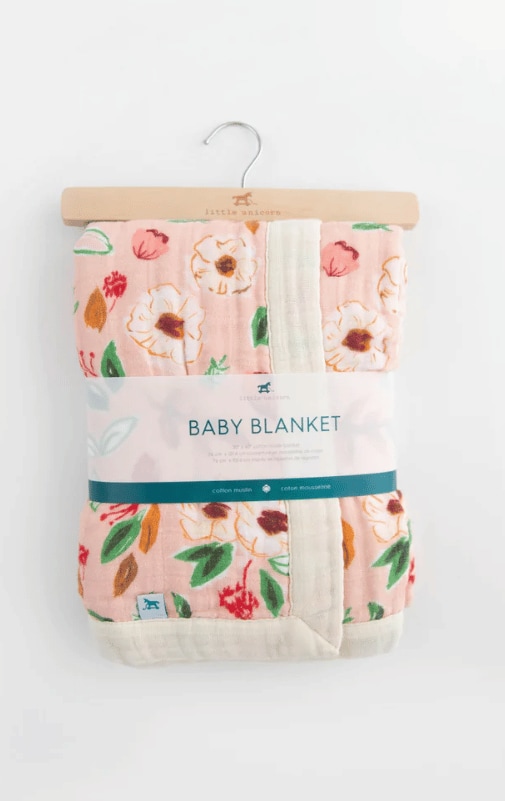 little unicorn Cotton Muslin Baby Blanket Vintage Floral Galaxus