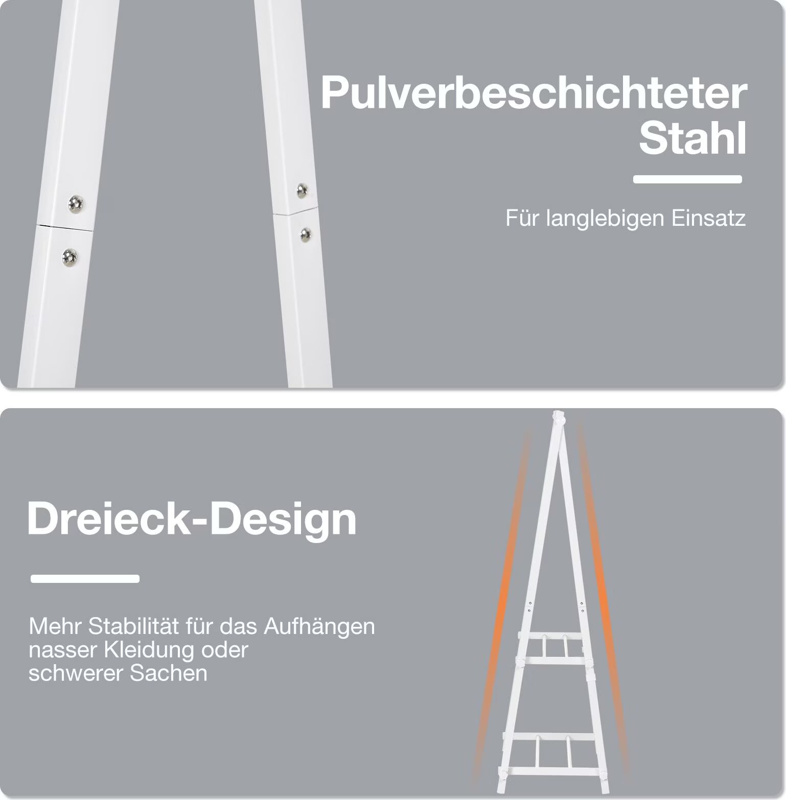 HOMCOM Kleiderständer Mit Rollen - 5 Haken + Regal 120x43x171 Cm Weiß