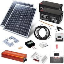 Autosolar Komplettpaket 670W Solaranlage mit Batterie 2 x 220Ah und 2000W-Wechselrichter (335 W)