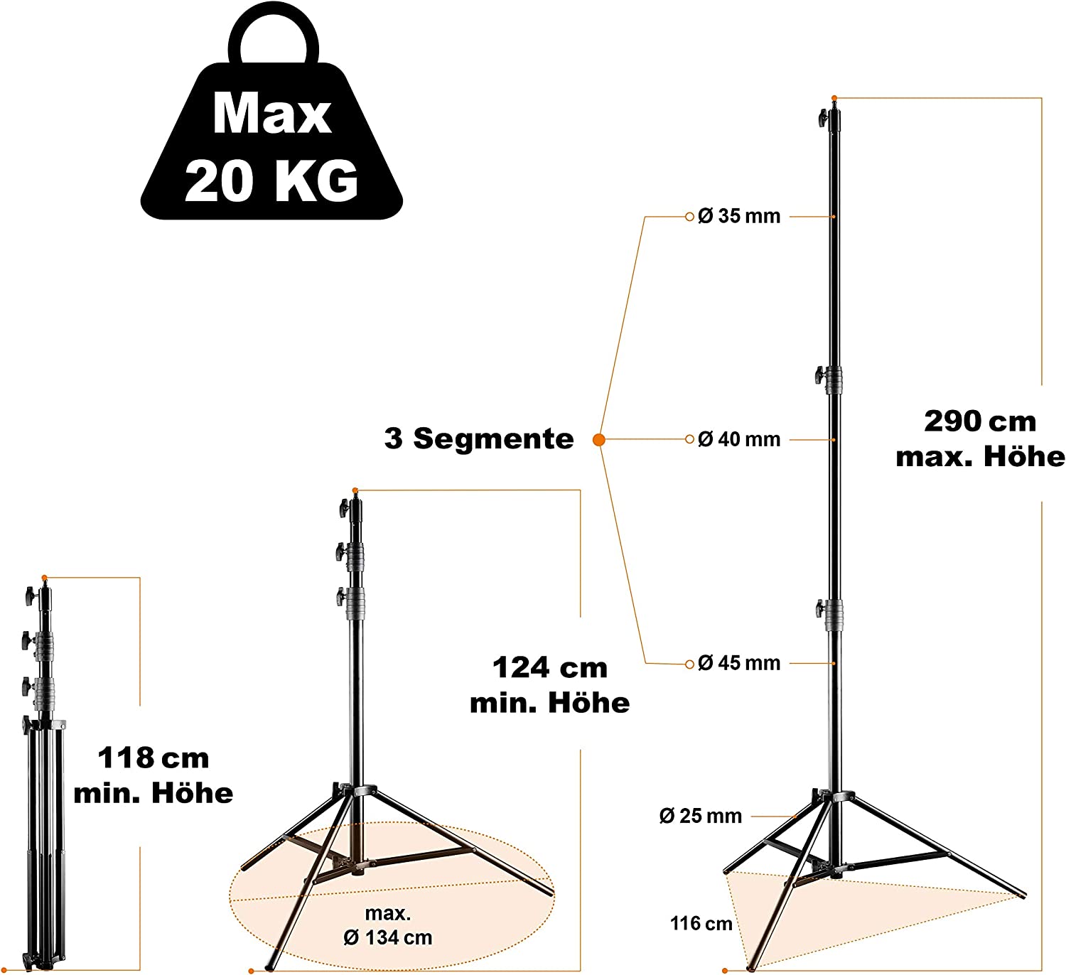 Walimex pro pro AIR Deluxe 290 Lampenstativ (290 cm 20 kg) Galaxus