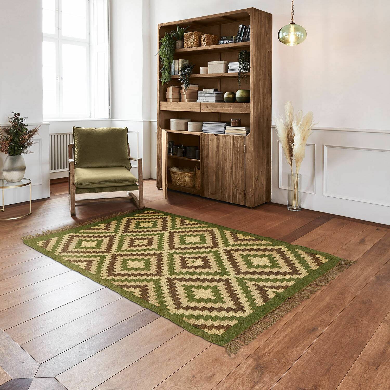 Loberon Teppich Dailies grün/beige (170 x 120 cm) kaufen UB7564