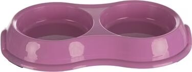 Comparer les prix de Ecuelle Double Chat, Version Légère, Plastique, 2 × 0,2 L/Ø 11 Cm - Mon Animalerie