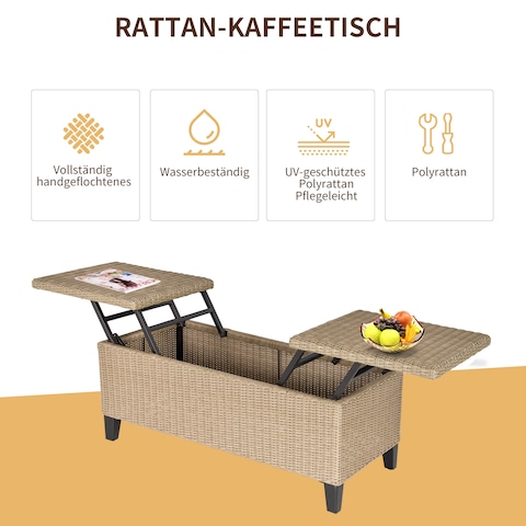 Outsunny 2in1 Gartentisch mit Stauraum (103 cm) kaufen bei Galaxus