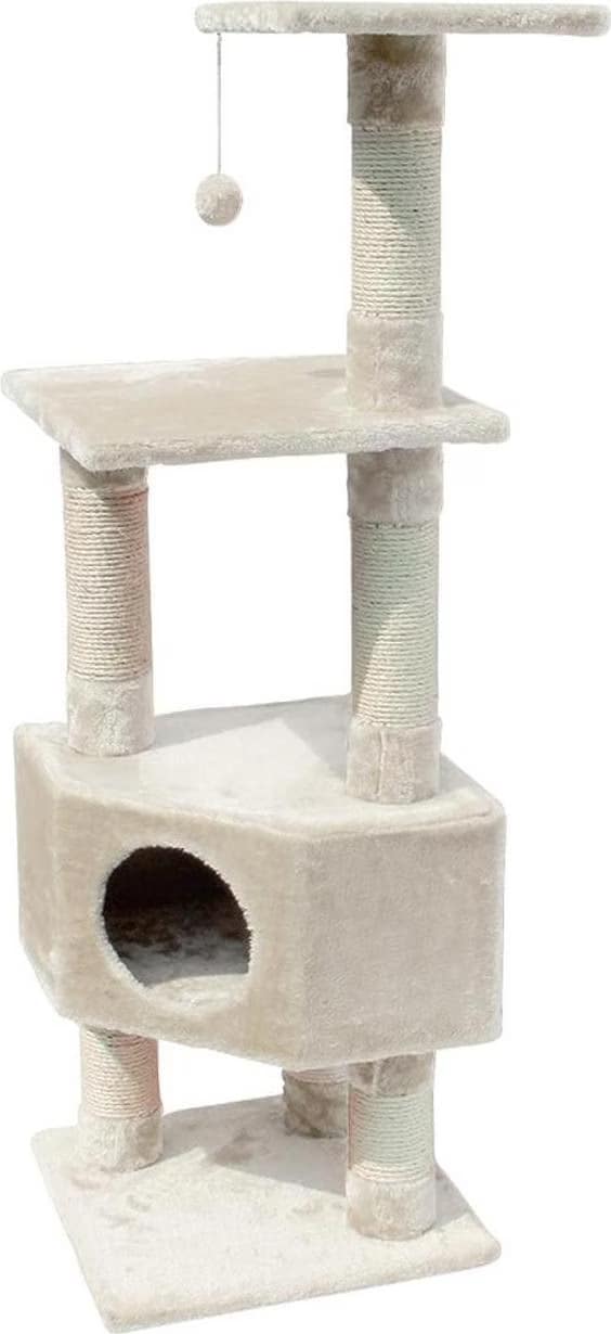 Comparer les prix de Habitat Chat – Arbre à chat Classic Eco Loonaa coloris beige – 40 x 40 x 135 cm