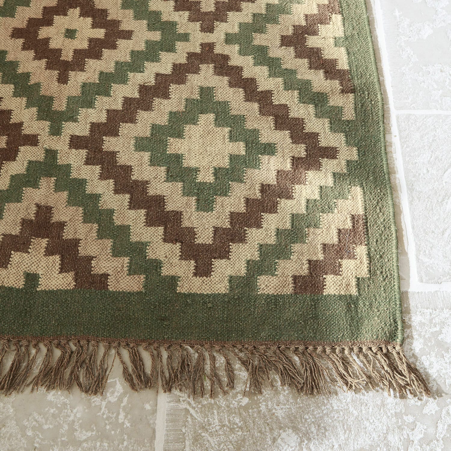 Loberon Teppich Dailies grün/beige (170 x 120 cm) kaufen UB7564