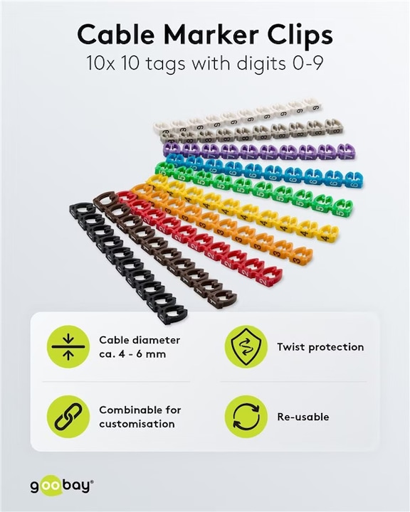 Marqueurs De Câble Clips 150 Pièces - Chiffres 0 à 9 - Pour Identification Et Organisation Des Fils