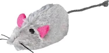 lot de 2 souris peluche 1 blanche et 1 grise. pour chat