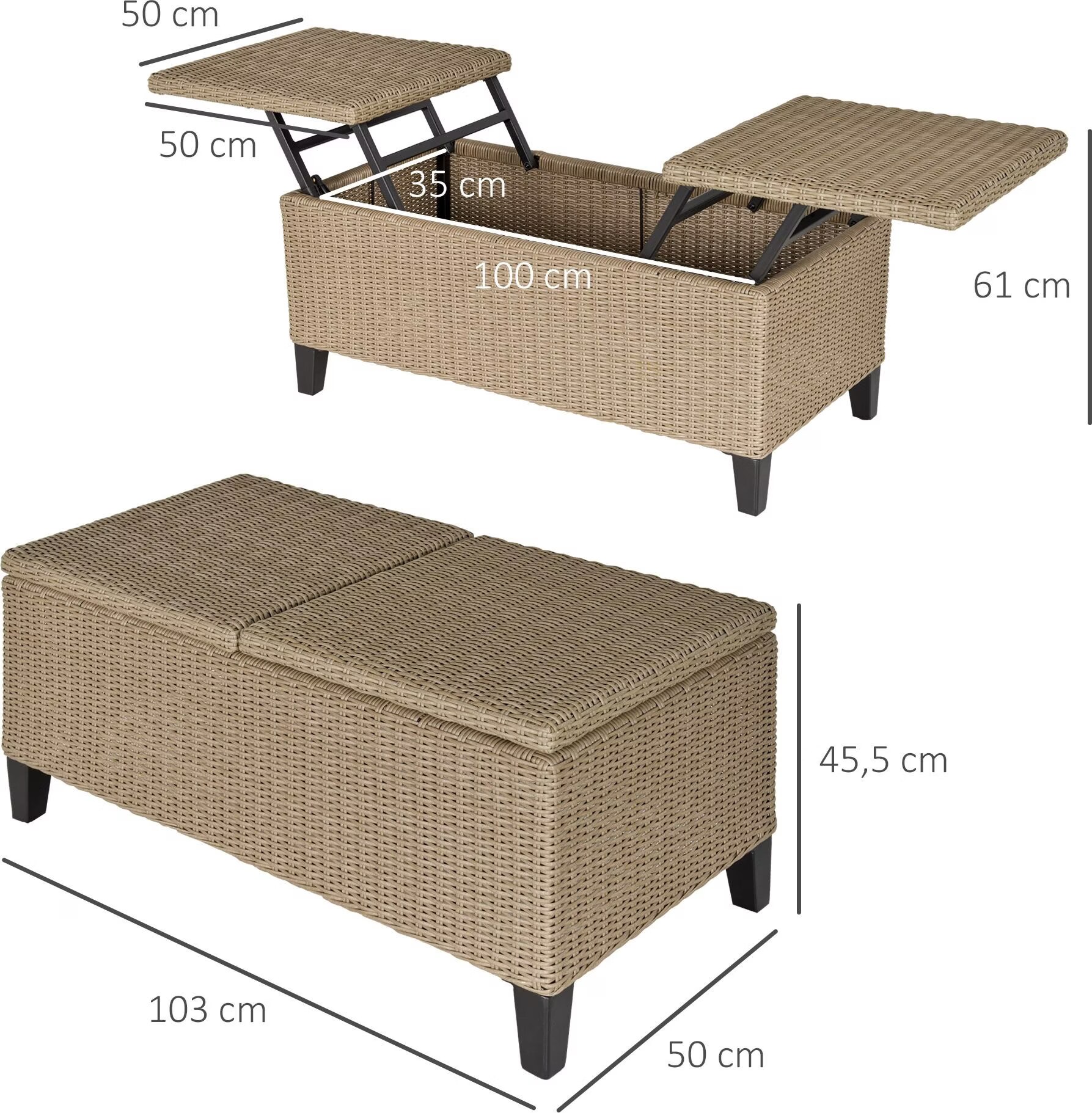 Outsunny 2in1 Gartentisch mit Stauraum (103 cm) kaufen bei Galaxus