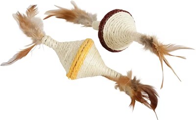 Comparer les prix de Jouet chat toupie en sisal avec plume