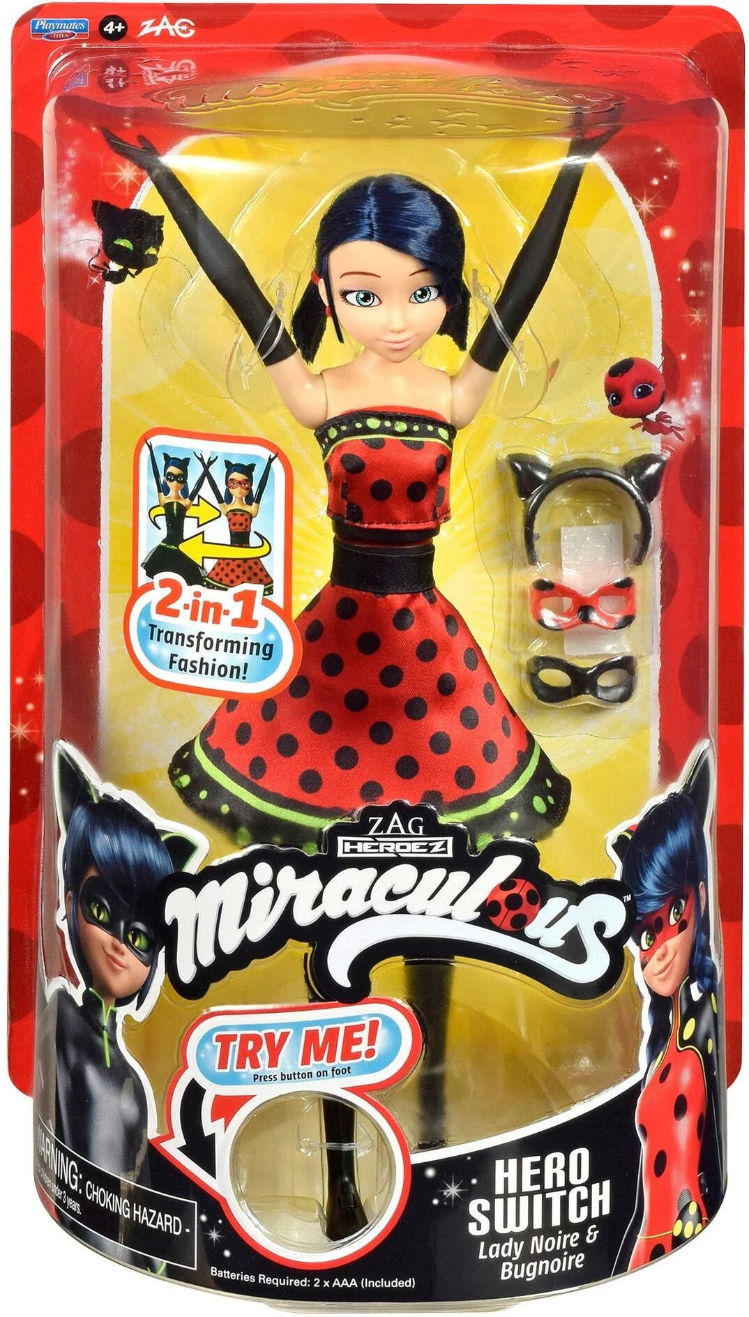 Bandai MIRACULOUS PoupÃ©e Ladybug avec Outfit Transformation 26 cm