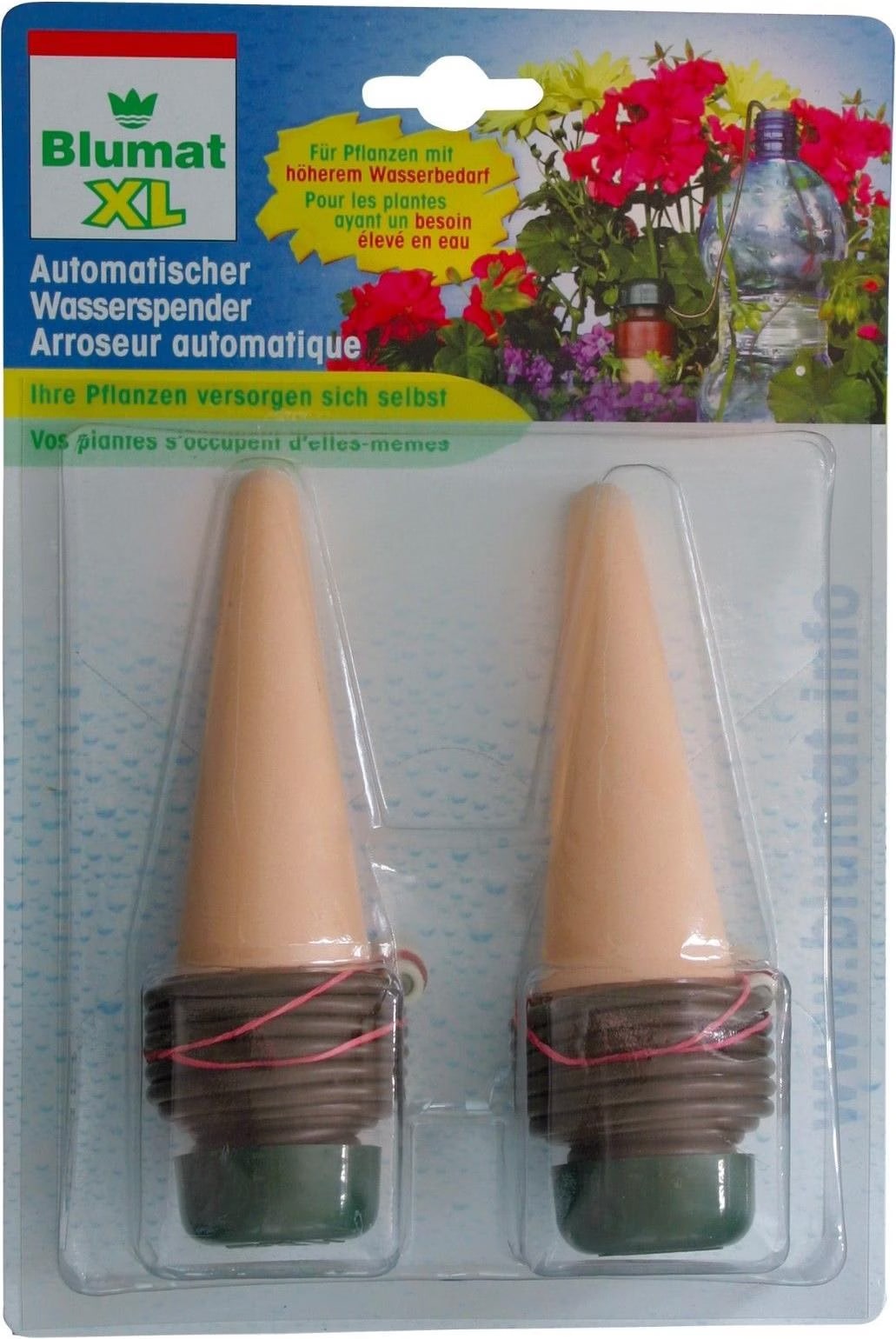 Lot De 4 Cônes D'argile Auto-arrosants 400ml - Pour Plantes D'intérieur Et Balcon, Bleu, Avec Bouchons Bois