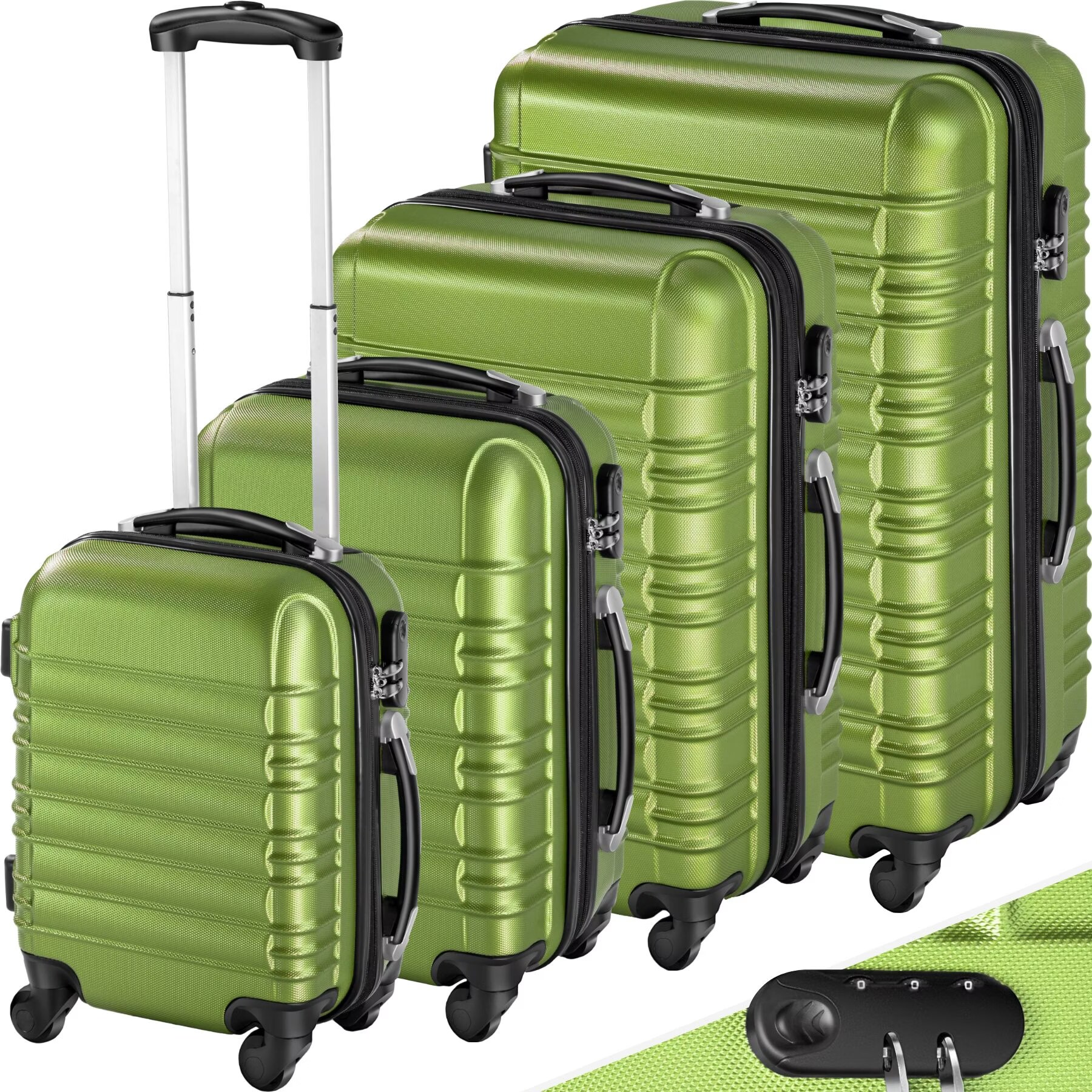 tectake Set di valigie rigide (106 l, Bagaglio a mano (fino a 50