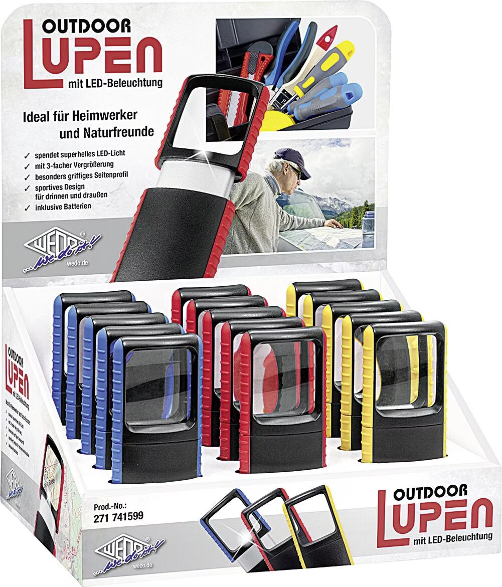 Lente D'Ingrandimento A LED WEDO Con Base Pieghevole - 2.5x E 10x, Luce UV E USB/Batteria, Nero - Foto 9