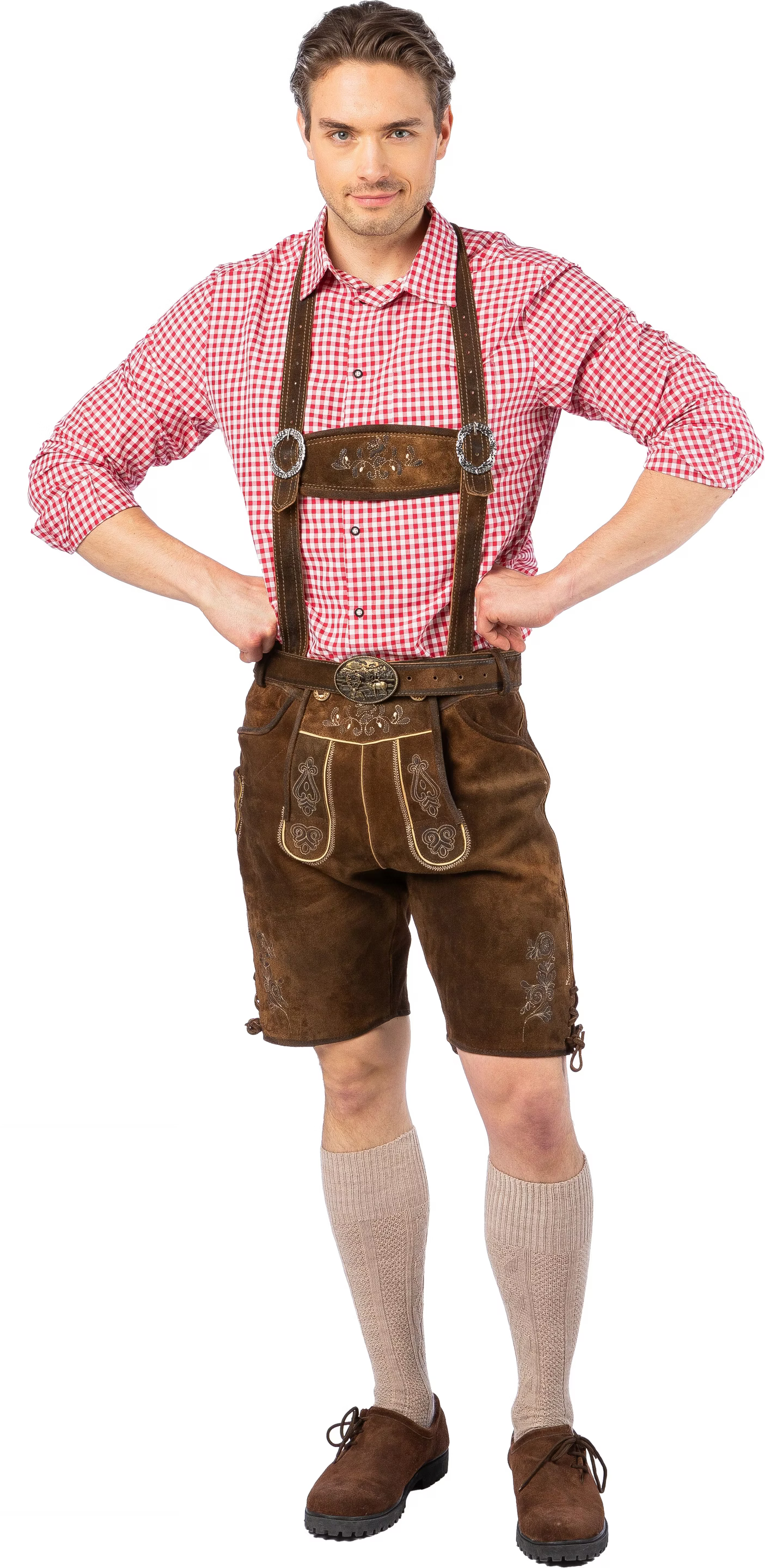 Oktoberfest Lederhosen Herren - Traditionelles Festivalkostüm Mit Hosenträgern